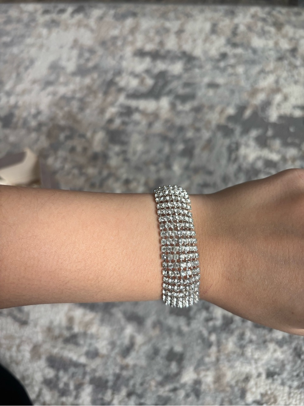 Vintage Silver Crystal Bracelet - Glittering Tennis Style - Picture 3 of 8